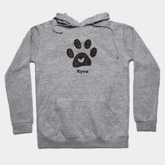 Kyna name made of hand drawn paw prints Hoodie by GULSENGUNEL